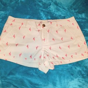 NWT Women's SO Cargo Shortie Shorts With Flamingos Size 15